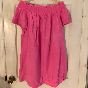Vineyard Vines off the shoulder hot pink dress